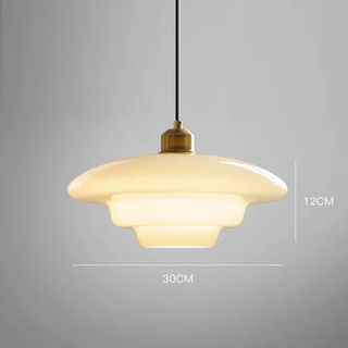 Nimes - Modern Circular Layered Dome Milk Glass Pendant Ceiling Light