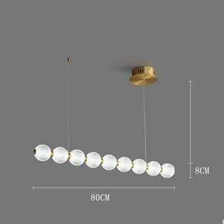 Eleri - Round Patterned Glass Multi Ball Gold Frame Hanging Chandelier