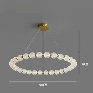Eleri - Round Patterned Glass Multi Ball Gold Frame Hanging Chandelier