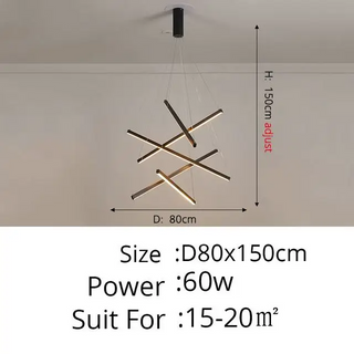 Finn - Modern Hanging Thin Black Crossed Bar Ceiling Light Chandelier