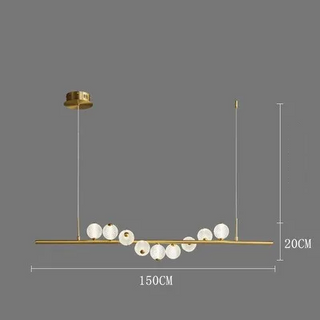 Eleri - Round Patterned Glass Multi Ball Gold Frame Hanging Chandelier