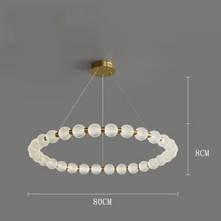 Eleri - Round Patterned Glass Multi Ball Gold Frame Hanging Chandelier