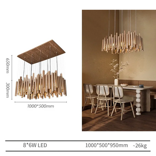 Regal - Modern Round Wood Stick Hanging Ceiling Light