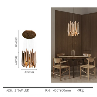 Regal - Modern Round Wood Stick Hanging Ceiling Light