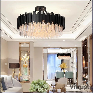 Armena - Modern Black Glass Hanging Ceiling Chandelier