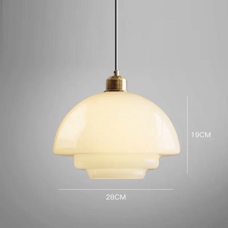 Nimes - Modern Circular Layered Dome Milk Glass Pendant Ceiling Light