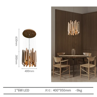 Regal - Modern Round Wood Stick Hanging Ceiling Light