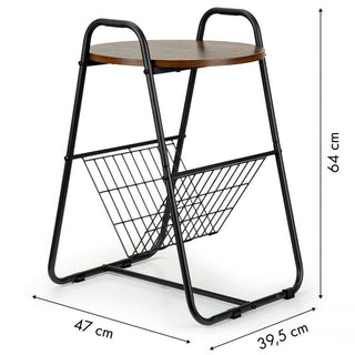 Side Table Wooden Coffee/Lamp/End Storage Stand Table with Magazine Rack