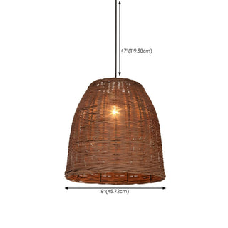 Lascano - Natural Handmade Rattan Shade Round Pendant Ceiling Light