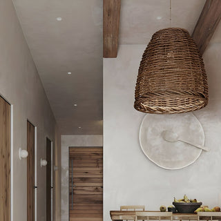 Lascano - Natural Handmade Rattan Shade Round Pendant Ceiling Light