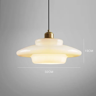 Nimes - Modern Circular Layered Dome Milk Glass Pendant Ceiling Light