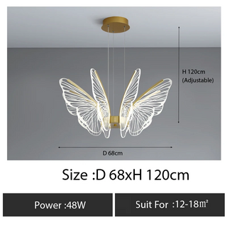 Tebessa - Gold LED Butterfly Wings Hanging Chandelier