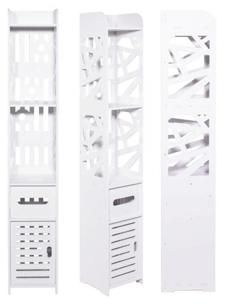 High Cabinet Bathroom Storage Cabinet Slim Column 120 cm 5 Shelves