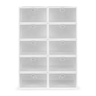 10 Cube Transparent Plastic Shoe Storage Boxes Cabinet Organize Shelf Durable