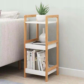 Ladder Shelf, 3 Tier Bamboo Bookshelf, Bathroom Storage Organizer Plant Display Stand, Freestanding Open Shelving Unit for Home Office