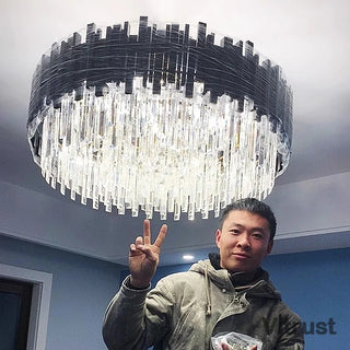 Armena - Modern Black Glass Hanging Ceiling Chandelier