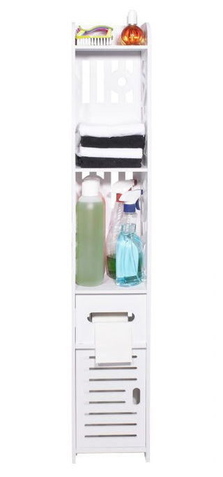 High Cabinet Bathroom Storage Cabinet Slim Column 120 cm 5 Shelves