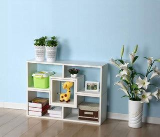 Bookcase, Laminated chipboard Bookshelf Open Display Shelving Unit, Open-back Storage Cabinet Record Player Stand Organizer (White,80 x 24.5x 63cm)