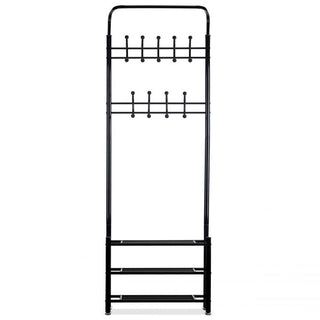Coat Rack Stand with 3 Shoe Shelves 18 Hooks Free Standing Hall Tree