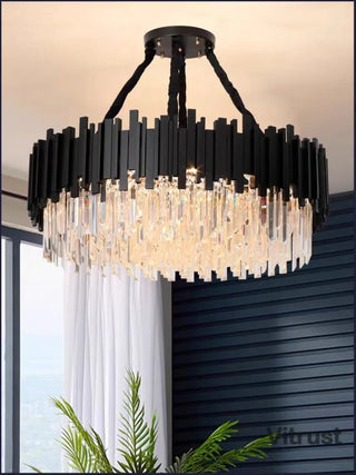 Armena - Modern Black Glass Hanging Ceiling Chandelier