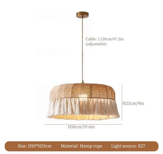 Ivonne - Hemp Rope Hand-Knitted Round Tassel Ceiling Light
