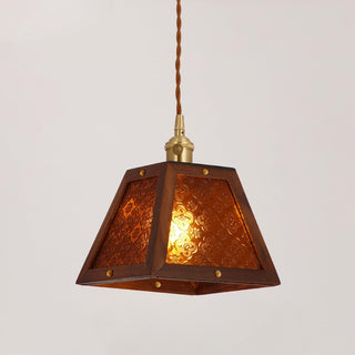 Saloni - Boxed Coloured & Textured Glass Pendant Ceiling Light