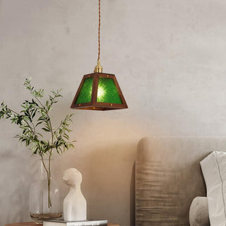 Saloni - Boxed Coloured & Textured Glass Pendant Ceiling Light