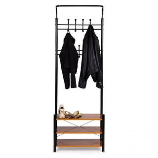 Coat Rack Stand with 3 Shoe Shelves 18 Hooks Free Standing Hall Tree