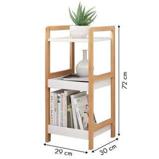 Ladder Shelf, 3 Tier Bamboo Bookshelf, Bathroom Storage Organizer Plant Display Stand, Freestanding Open Shelving Unit for Home Office