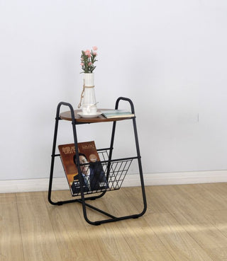 Side Table Wooden Coffee/Lamp/End Storage Stand Table with Magazine Rack