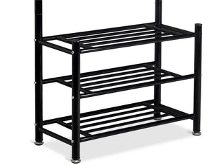 Coat Rack Stand with 3 Shoe Shelves 18 Hooks Free Standing Hall Tree