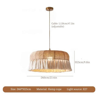 Ivonne - Hemp Rope Hand-Knitted Round Tassel Ceiling Light
