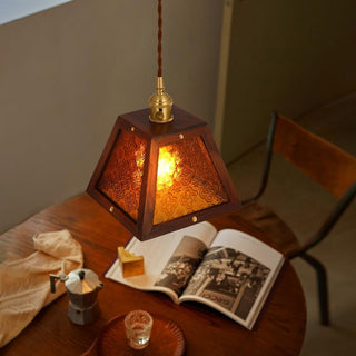 Saloni - Boxed Coloured & Textured Glass Pendant Ceiling Light