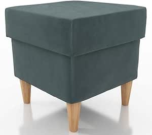 STOOLS  WITH STORAGE 40X40CM WOODEN LEGS EASY CLEAN FABRIC