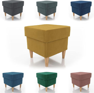 STOOLS  WITH STORAGE 40X40CM WOODEN LEGS EASY CLEAN FABRIC