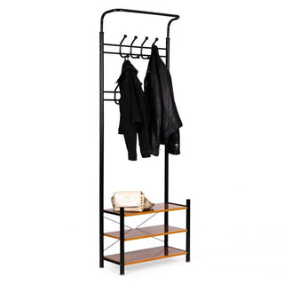 Coat Rack Stand with 3 Shoe Shelves 18 Hooks Free Standing Hall Tree