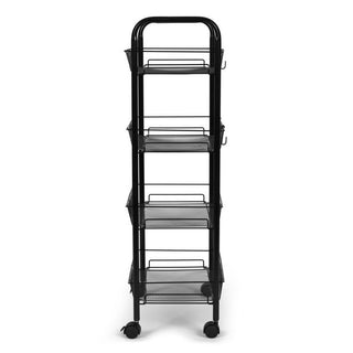 4 Tier Kitchen Rotating Storage Trolley Cart Utility Vegetable Mobile Shelf Rack