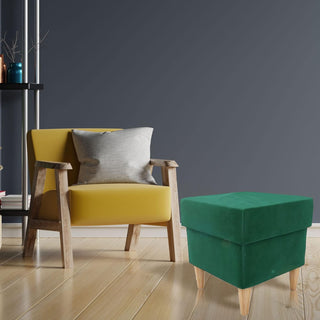 STOOLS  WITH STORAGE 40X40CM WOODEN LEGS EASY CLEAN FABRIC