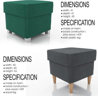 STOOLS  WITH STORAGE 40X40CM WOODEN LEGS EASY CLEAN FABRIC