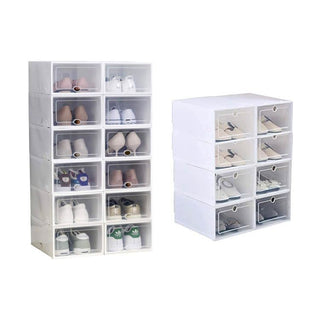 10 Cube Transparent Plastic Shoe Storage Boxes Cabinet Organize Shelf Durable