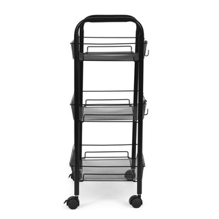 3 Tier Kitchen Rotating Storage Trolley Cart Utility Vegetable Mobile Shelf Rack