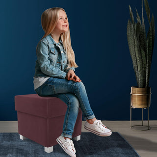 STOOLS  WITH STORAGE 40X40CM WOODEN LEGS EASY CLEAN FABRIC