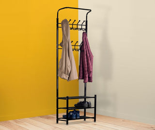 Coat Rack Stand with 3 Shoe Shelves 18 Hooks Free Standing Hall Tree