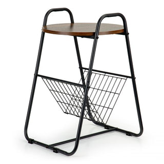 Side Table Wooden Coffee/Lamp/End Storage Stand Table with Magazine Rack