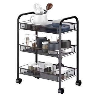3 Tier Kitchen Rotating Storage Trolley Cart Utility Vegetable Mobile Shelf Rack