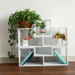 Bookcase, Laminated chipboard Bookshelf Open Display Shelving Unit, Open-back Storage Cabinet Record Player Stand Organizer (White,80 x 24.5x 63cm)