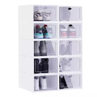 10 Cube Transparent Plastic Shoe Storage Boxes Cabinet Organize Shelf Durable