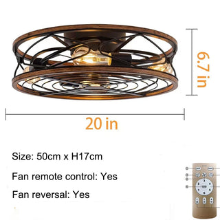Lyndel - Industrial Retro Wood Ceiling Fan with Light