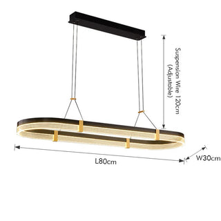 Danizan - Modern Hanging Round Black & Gold Ceiling Light Chandelier