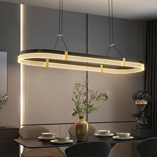 Danizan - Modern Hanging Round Black & Gold Ceiling Light Chandelier